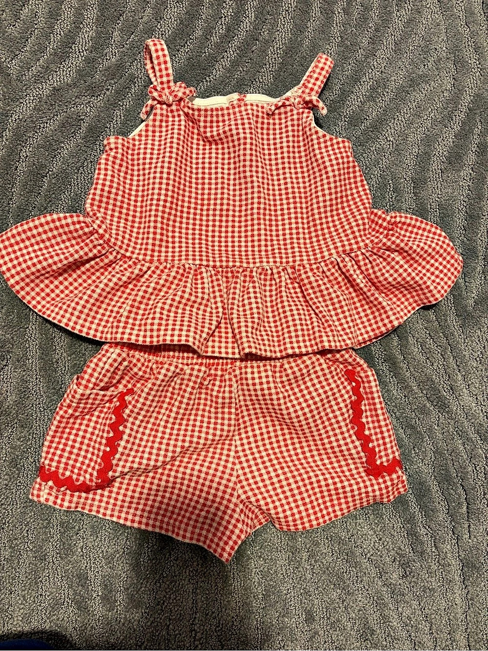 Rachel Zoe Girls Gingham Romper Set Size 3T Like New